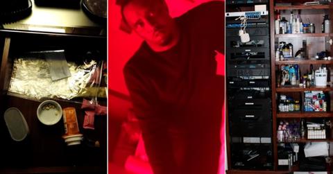 Composite photos of drugs, Sean 'Diddy' Combs, pills