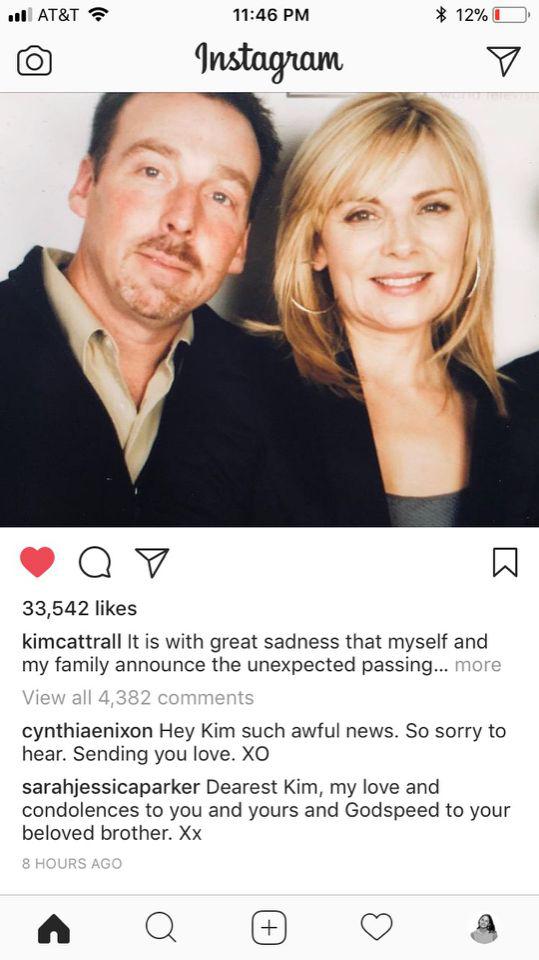 sjp reaches out kim cattrall brother death screenshot