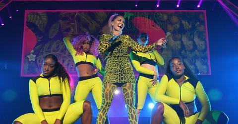 Rita Ora Green Leopard Print Bodysuit