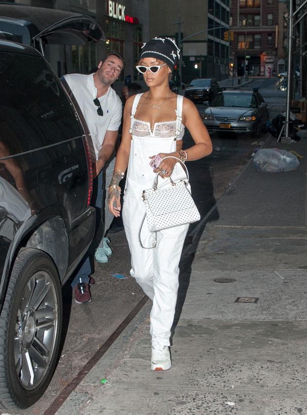 Rihanna Shopping Nude Under See Through Bra