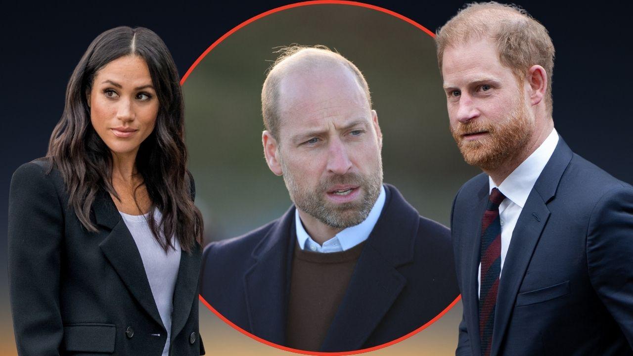 Split photos of Prince William, Prince Harry and Meghan Markle