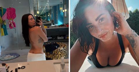 Split photo of Demi Lovato