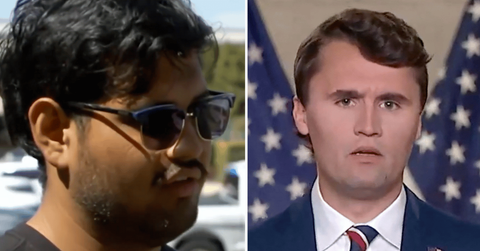 Split photo of shooting witness, Charlie Kirk