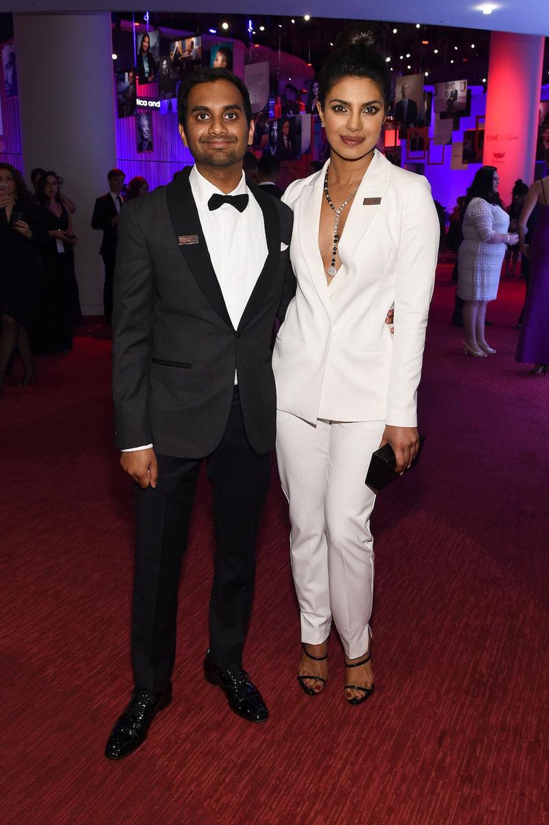 //Aziz Ansari and Priyanka Chopra arrive at the TIME  Gala with cocktails by Johnnie Walker