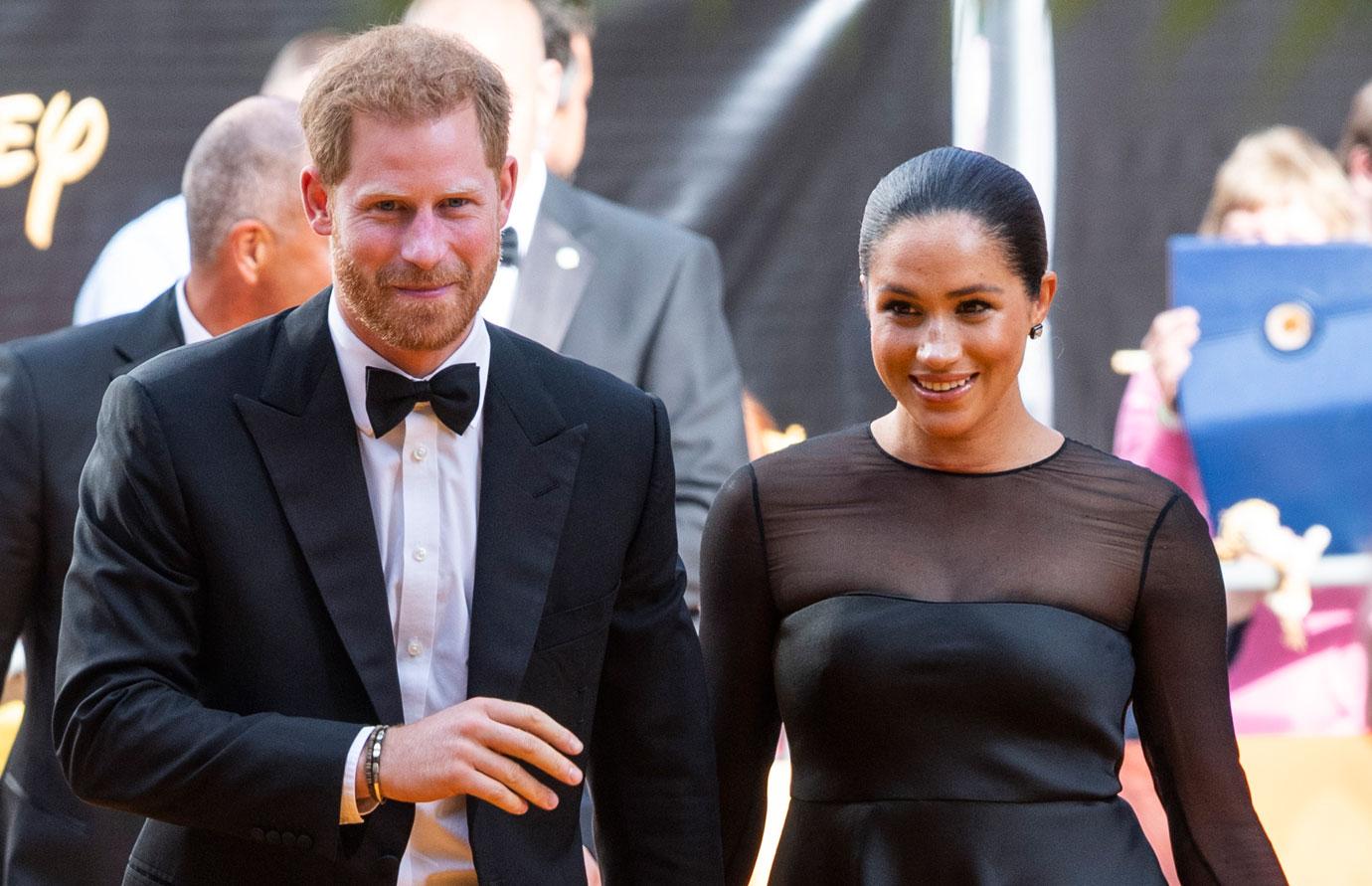 Prince Harry, Duke of Sussex and Meghan, Duchess of Sussex attend "The Lion King" European Premiere at Leicester Square on July 14, 2019.