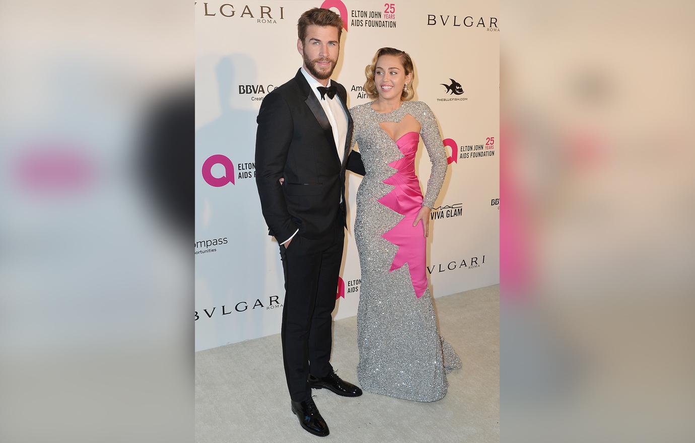 Miley Cyrus, Liam Hemsworth Elton John AIDS Foundation Academy Awards Viewing Party, Los Angeles