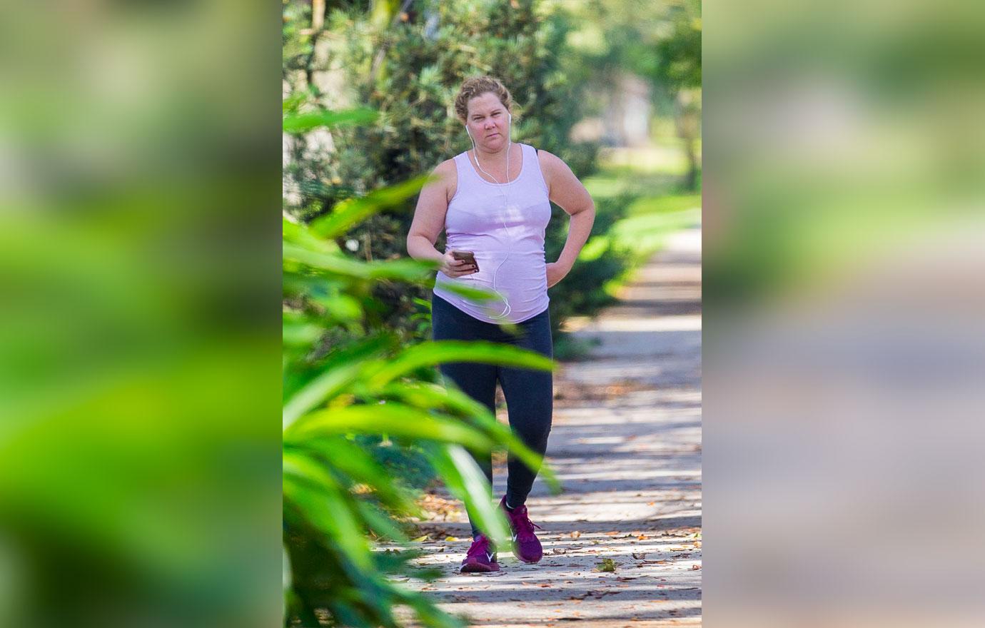 Pregnant Amy Schumer Shows Off Baby Bump During Makeup-Free Stroll