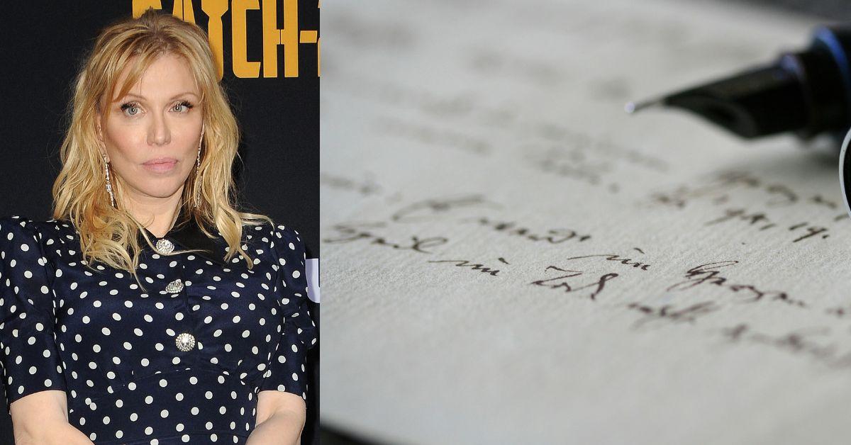 A handwriting practice sheet, said to be Kurt Cobain's, was discovered among Courtney Love's belongings.
