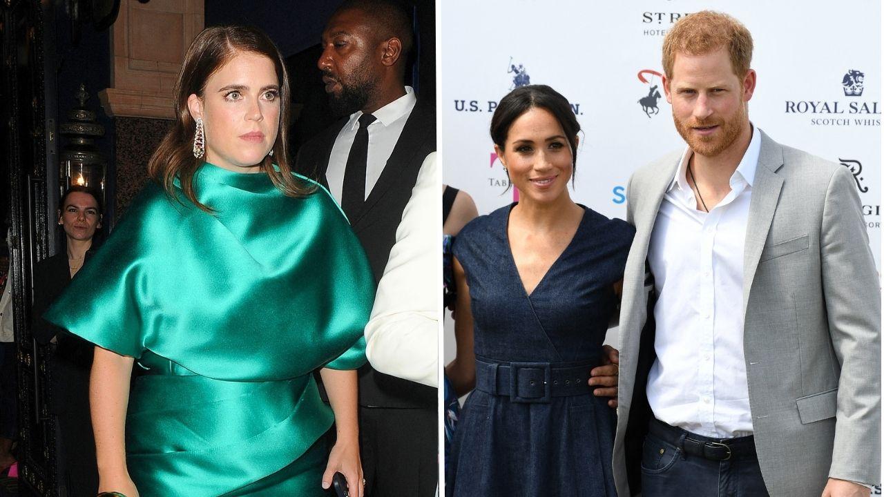 Split photos of Princess Eugenie, Prince Harry and Meghan Markle