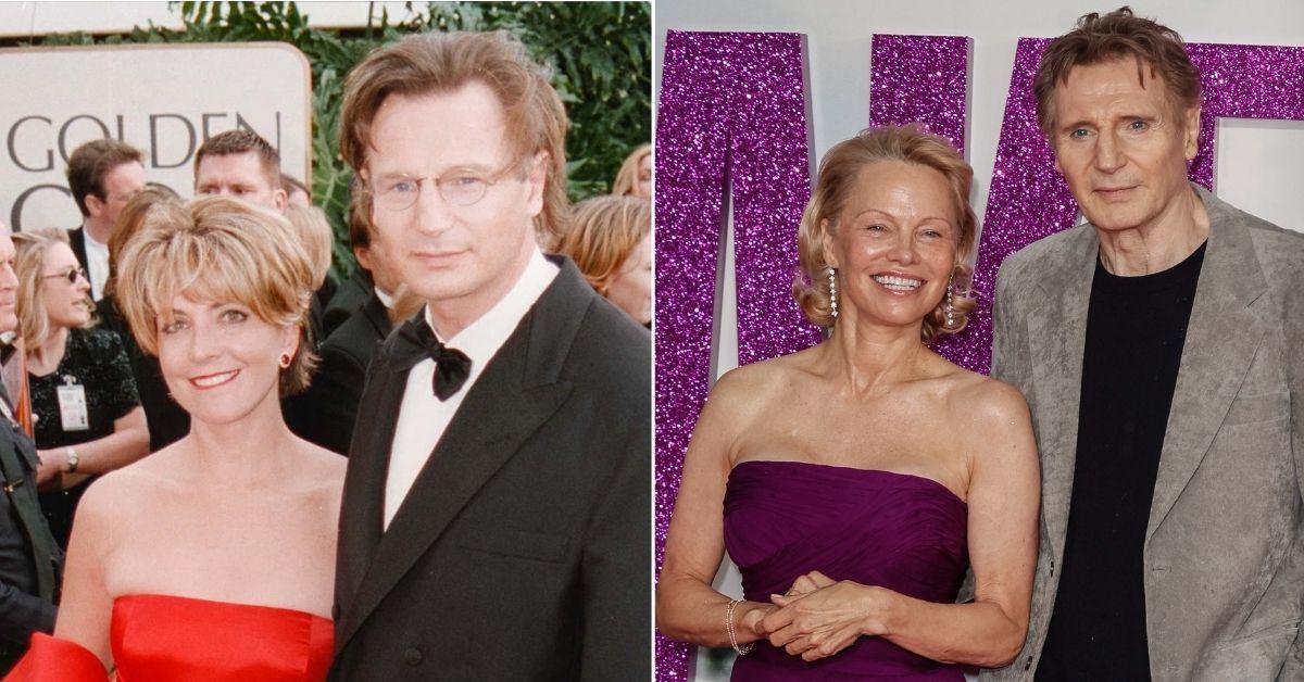 Picture of Natasha Richardson with Liam Neeson and a picture of Pamela Anderson with Liam Neeson. 