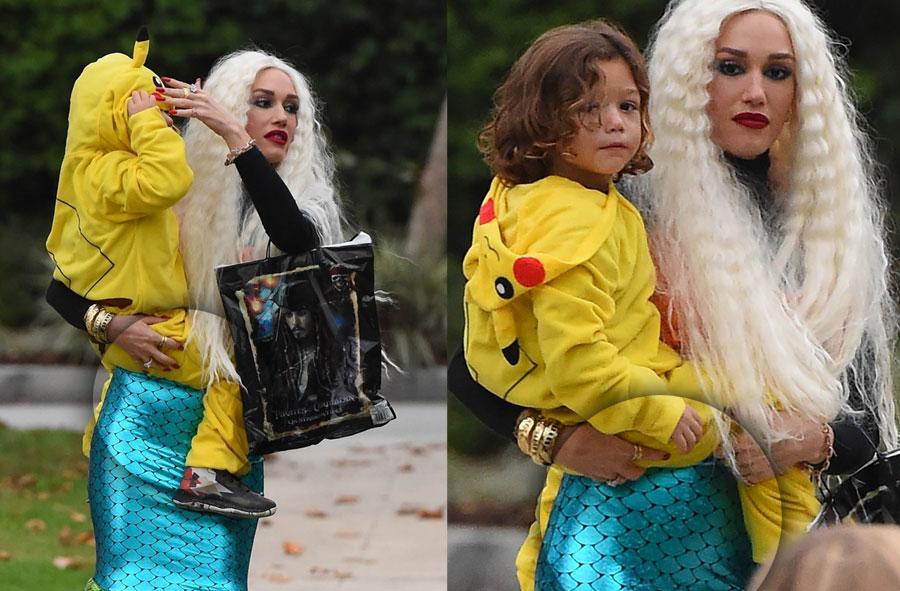 //pregnant gwen stefani hide baby bulge mermaid costume pp