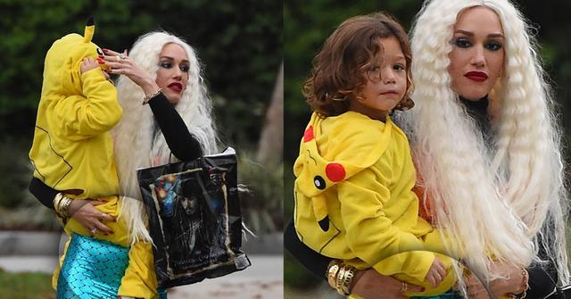 //pregnant gwen stefani hide baby bulge mermaid costume pp