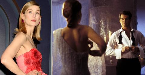 Split photo of Rosamund Pike and Die Another Day.