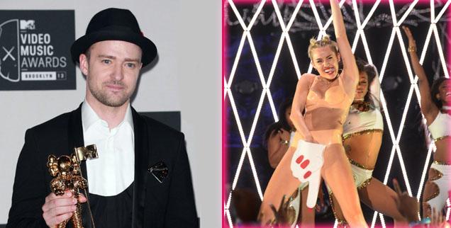 Justin Timberlake soars, Miley Cyrus startles at MTV VMAs