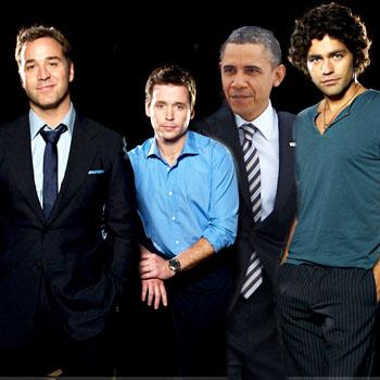 //president obama appears entourage