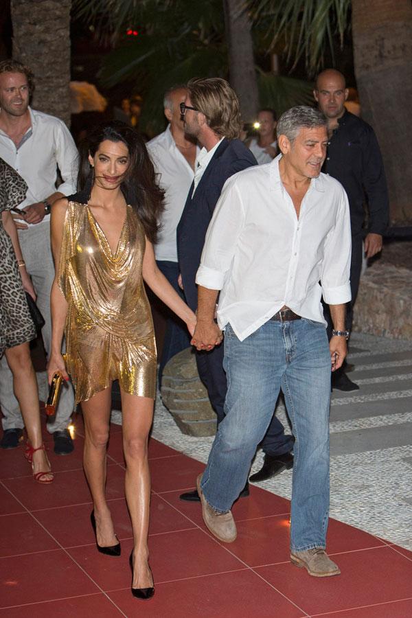 Amal Clooney Scary Skinny Gold Dress