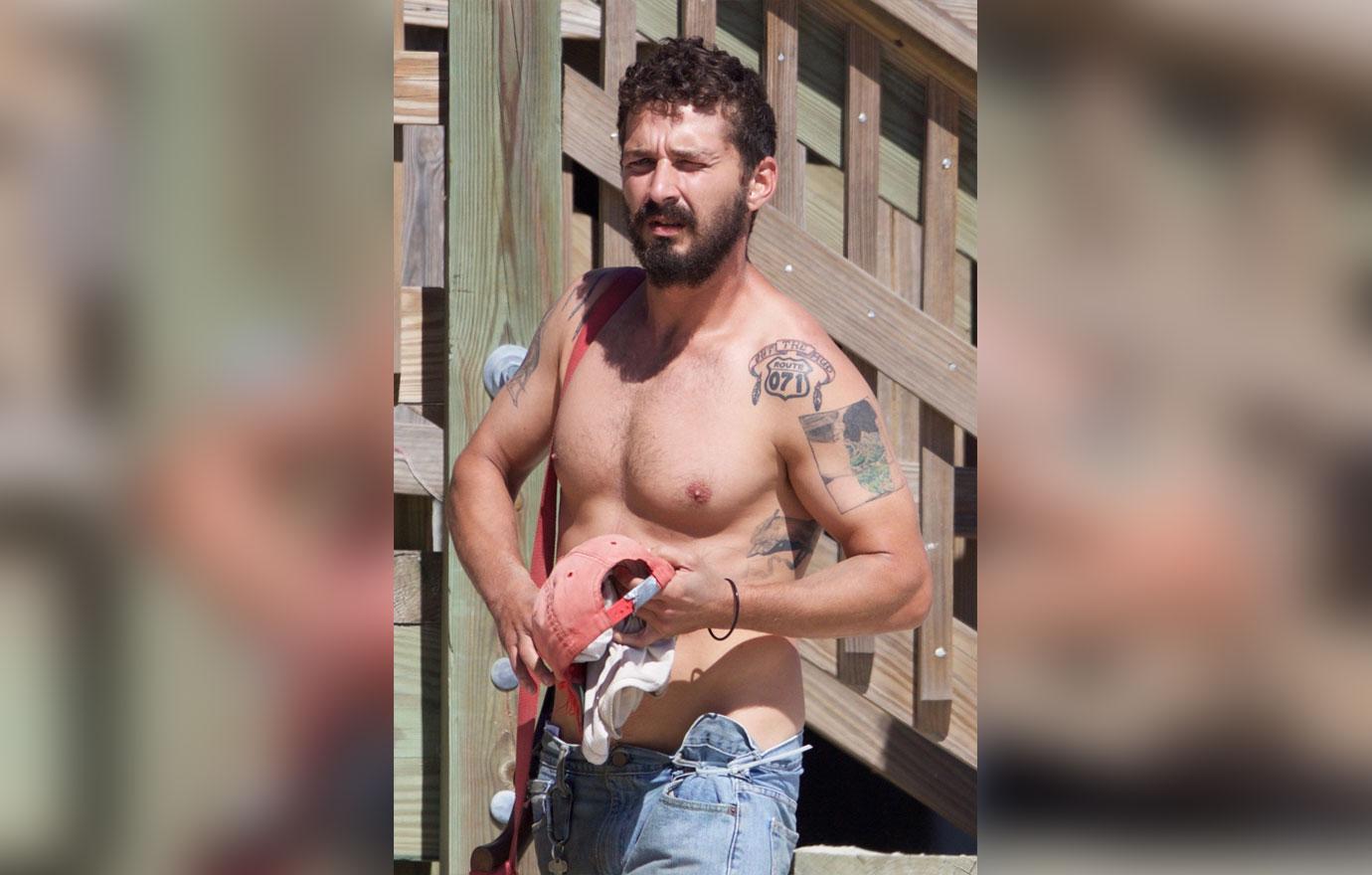 //Shia labeouf shirtless beach shotgun