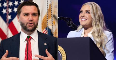 A photo of JD Vance alongside a photo of Erika Kirk