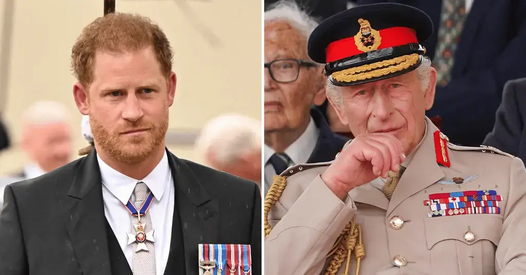 Composite photo of PRince Harry and King Charles