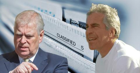 Split photot of Andrew Windsor and Jeffrey Epstein