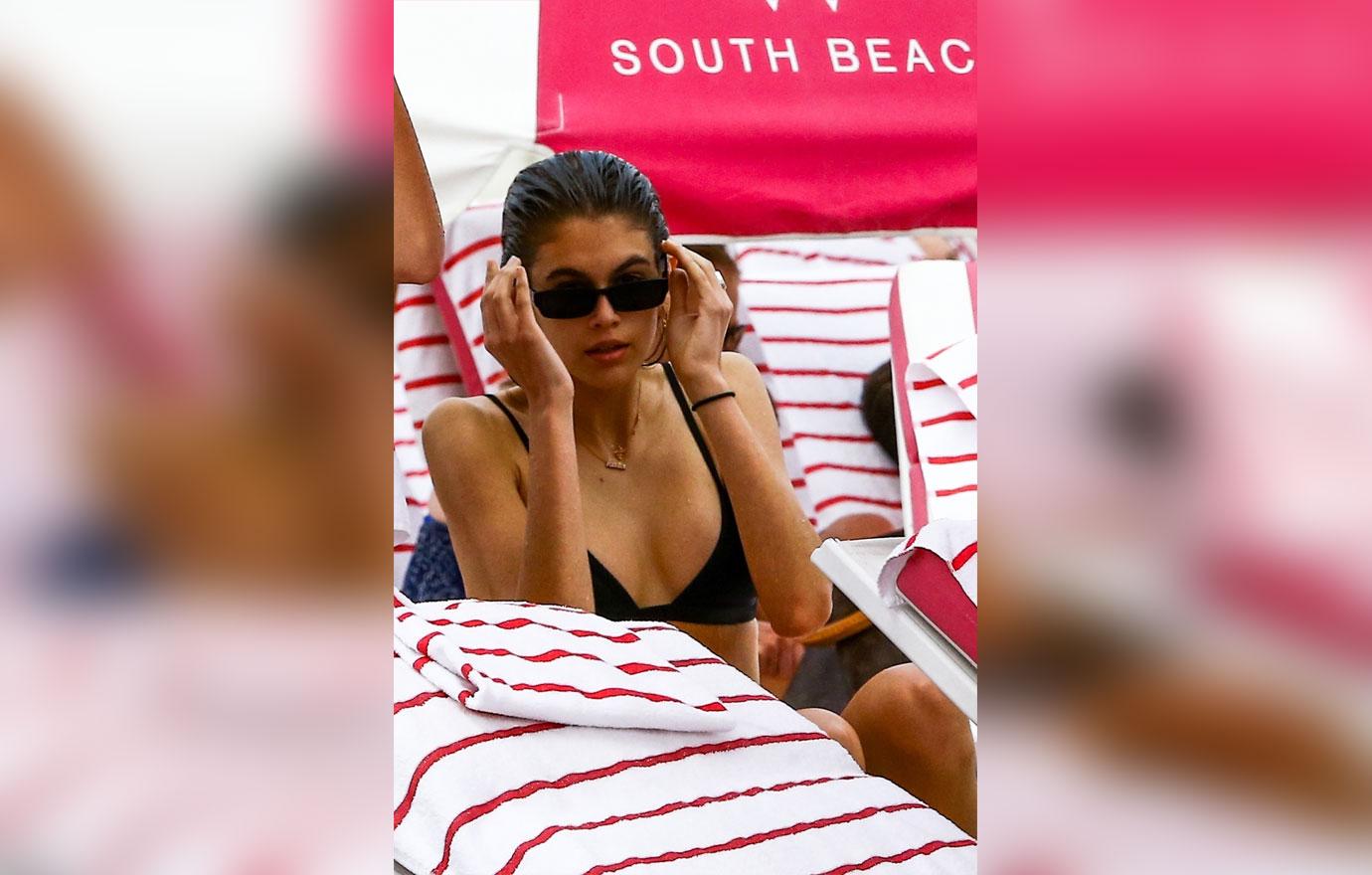 Kaia Gerber Scary Skinny Bikini Body In Miami