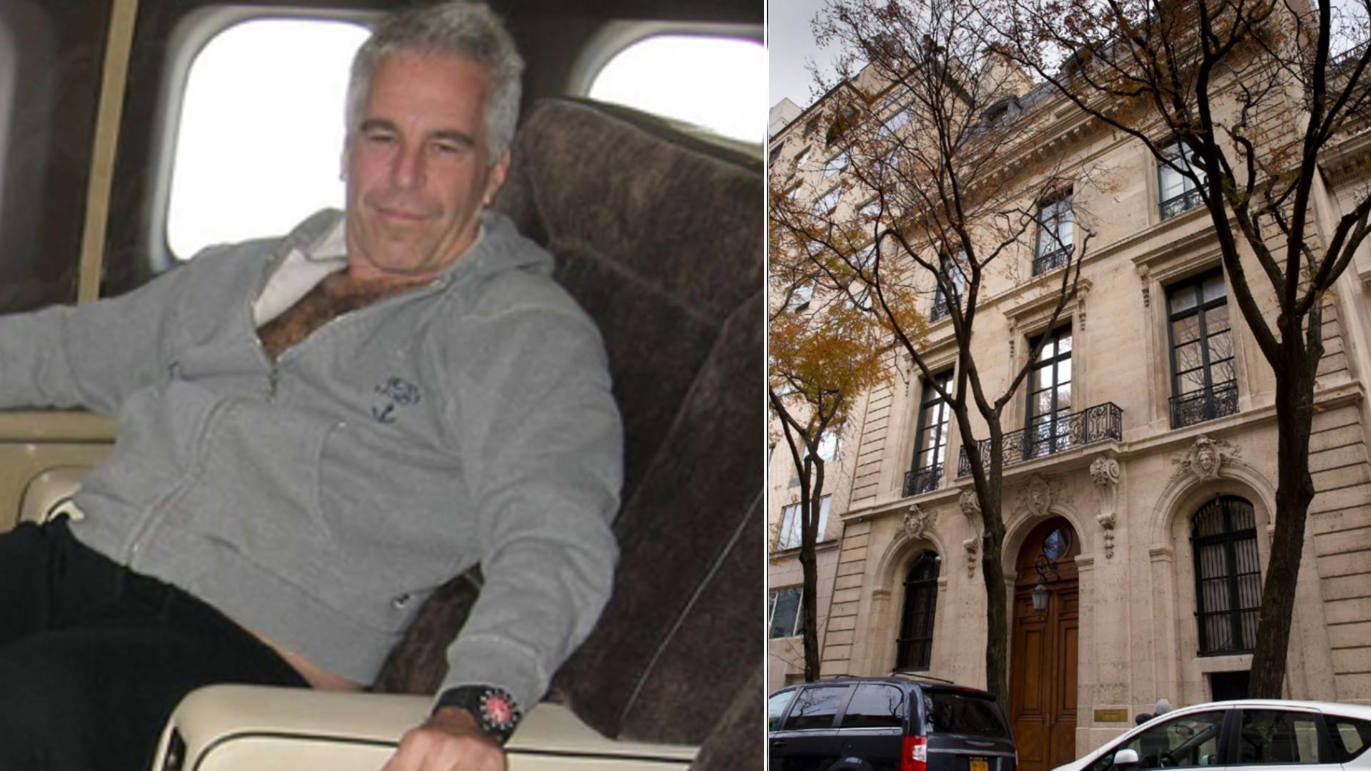 Split photo of Jeffrey Epstein, Manhattan townhouse