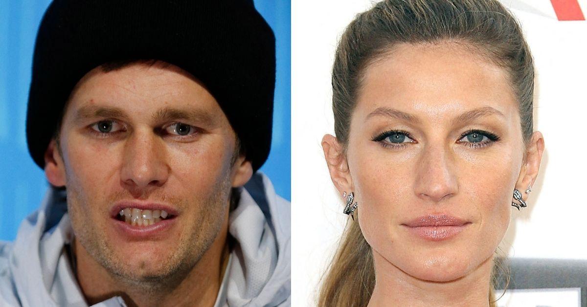 Split photo of Tom Brady and Gisele Bündchen.