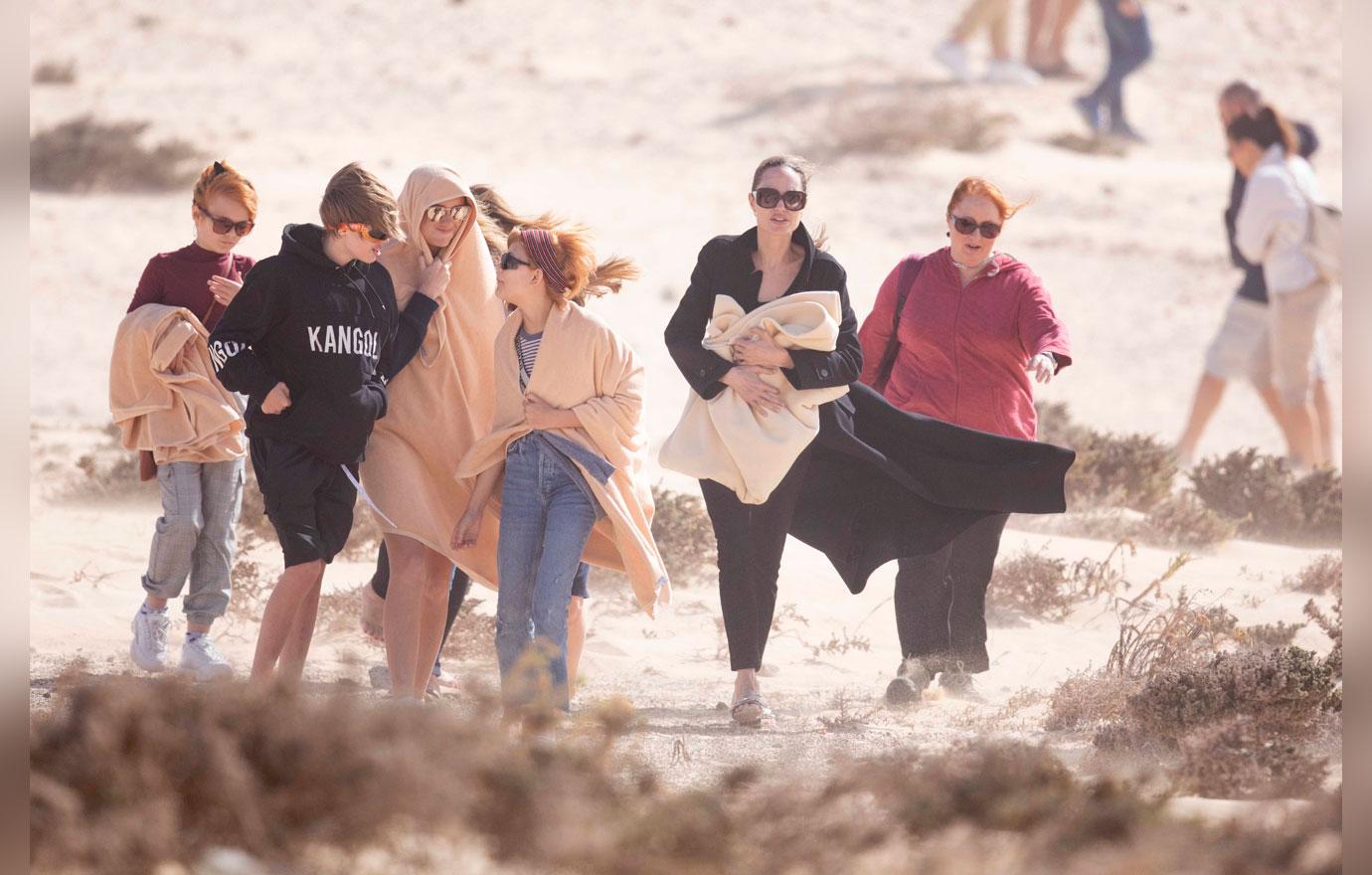 Angelina Jolie And Kids Enjoy Beach Without Maddox