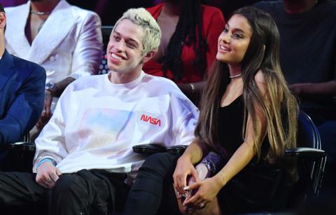 Pete Davidson looked casual in a long sleeve T, while Ariana Grande went a little nicer with a little black dress at the MTV Video Music Awards at Radio City Music Hall in New York City.