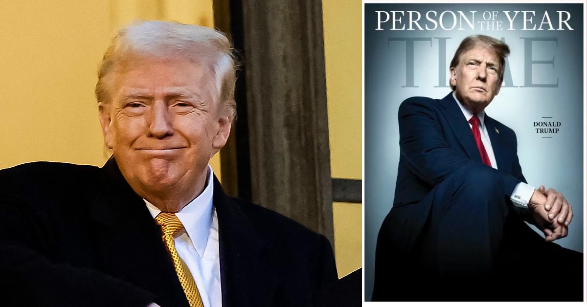 Split photo of Donald Trump, Time's 'Person of the Year' cover