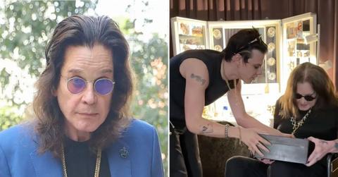 Split photo of Ozzy Osbourne and Ozzy in wheelchair