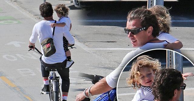 Gavin Rossdale Gwen Stefani Divorce Baby Apollo Bike No Helmet Seat