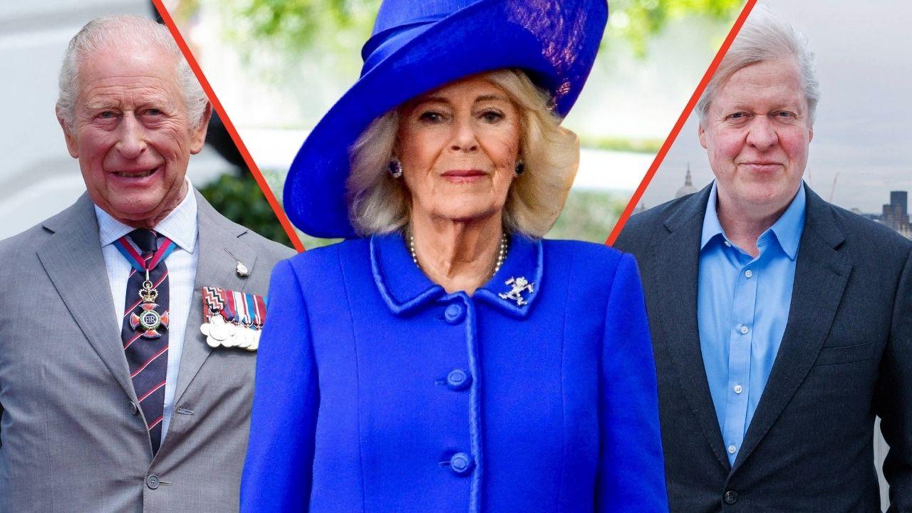 Split photo of King Charles, Queen Camilla and Earl Spencer