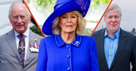 Split photo of King Charles, Queen Camilla and Earl Spencer