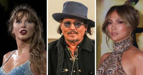 Composite photo of Taylor Swift, Johnny Depp, Jennifer Lopez