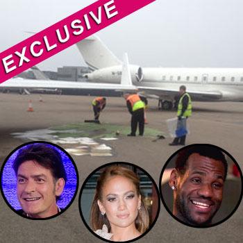 Celebrity Jet Leaking Fuel Scandal: Close Call For Charlie Sheen, J.Lo