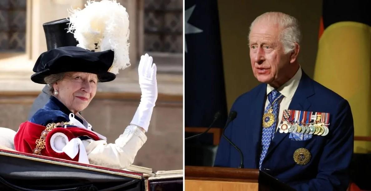 Split photo of Princess Anne and King Charles