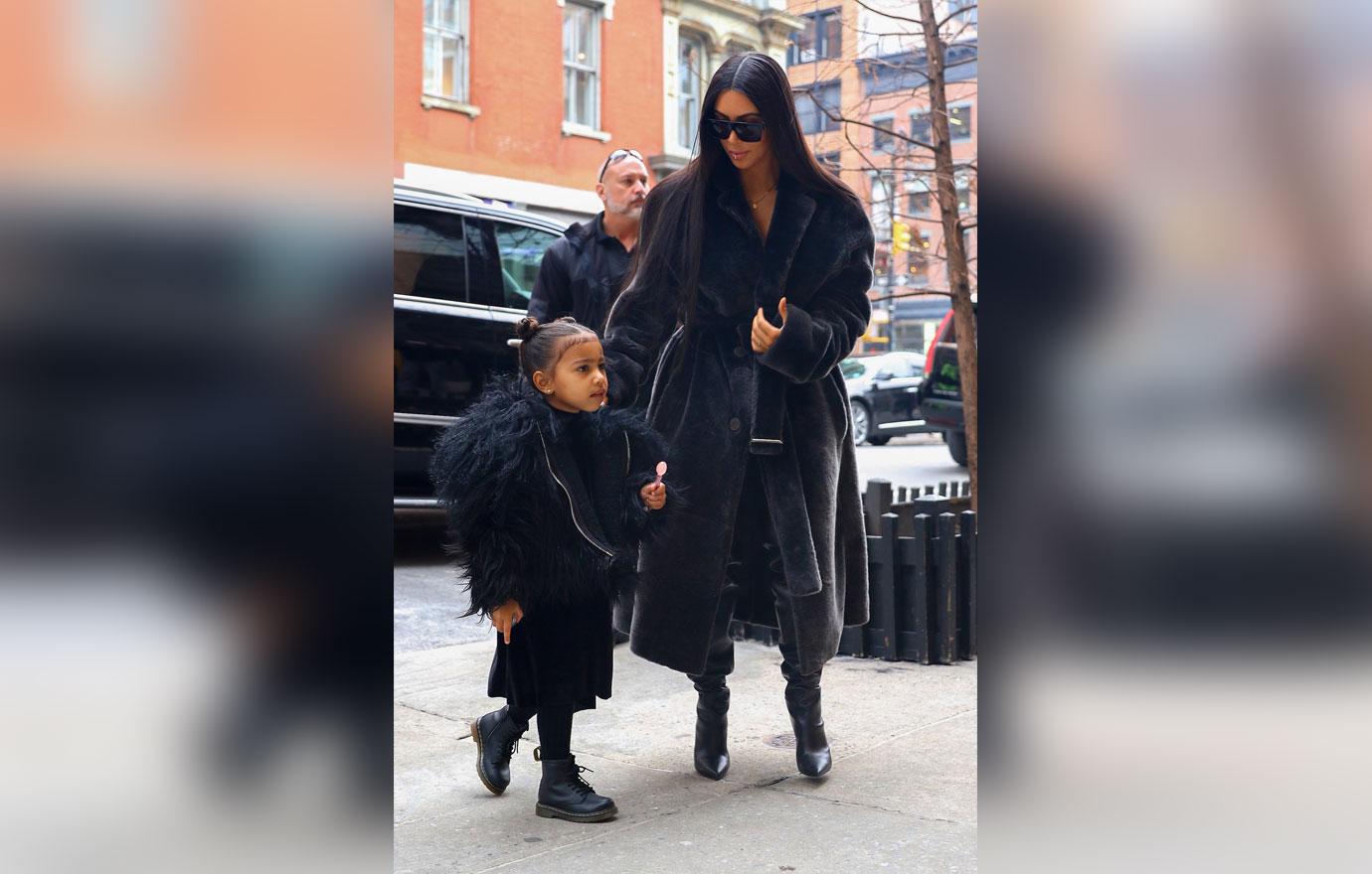 //kim kardashian fur coat north saint west nyc