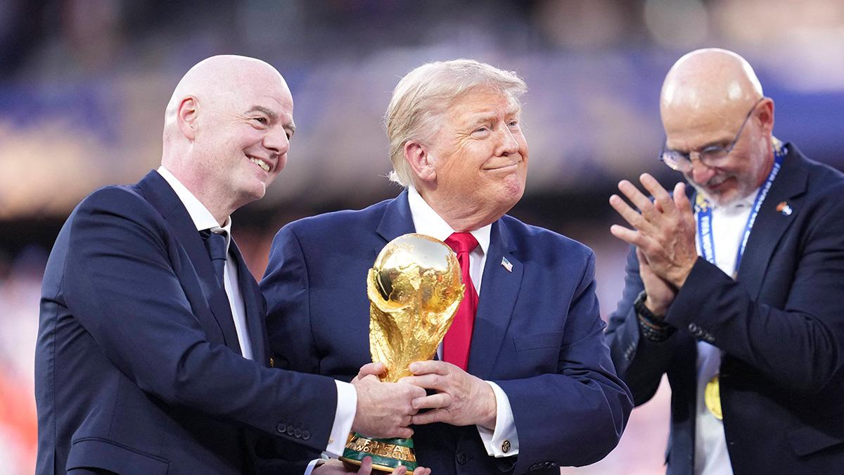 FIFA president Gianni Infantino tried to shuttle Trump off the stage.
