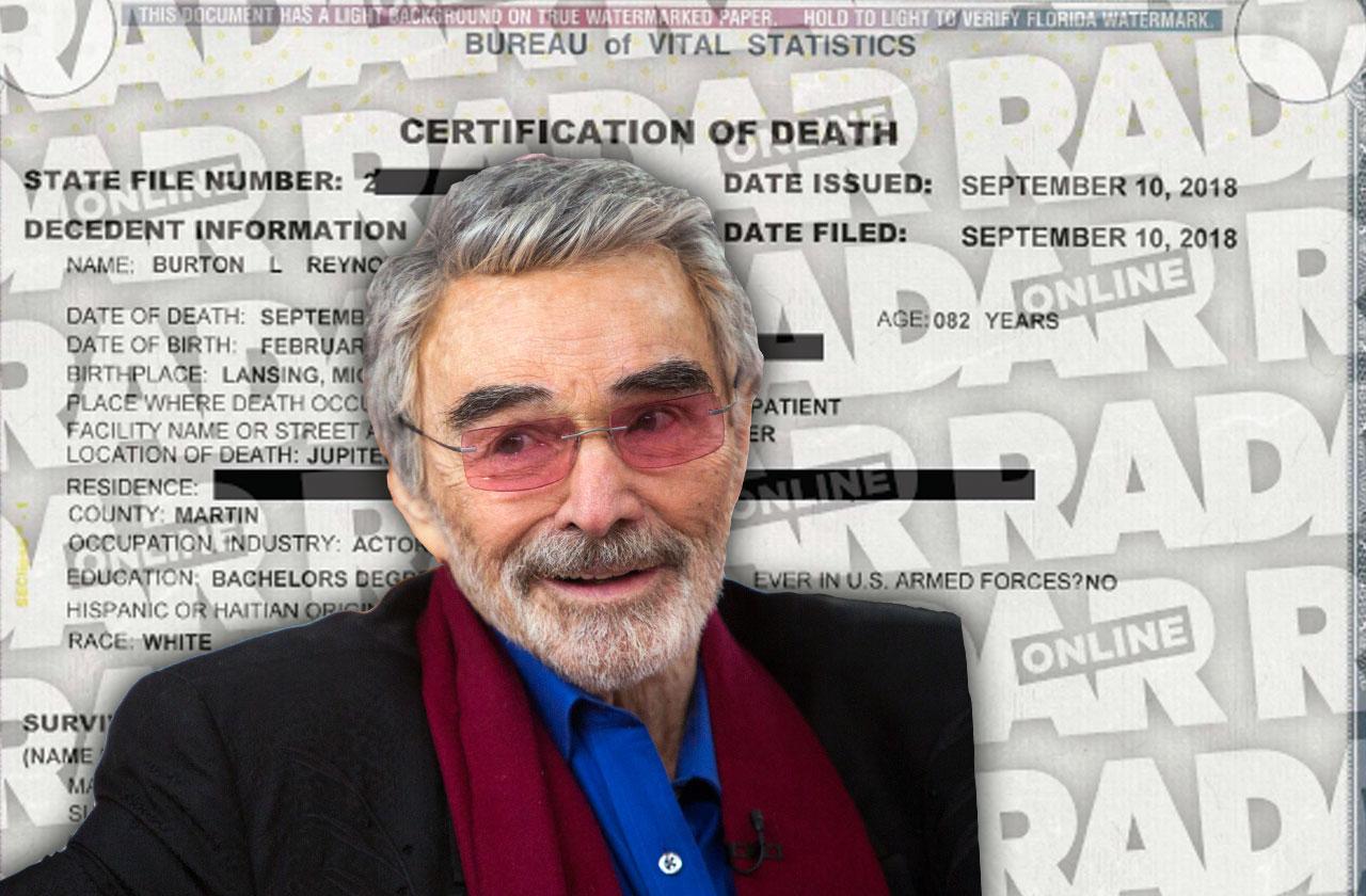 //burt reynolds death certificate cardiac arrest pp