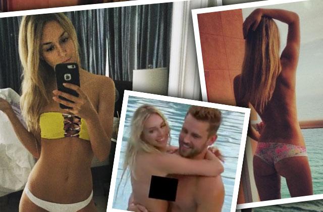 the bachelor nick viall corinne olympios topless half naked photos