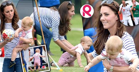 //the duchess of cambridge with prince george at the cirencester polo club wide