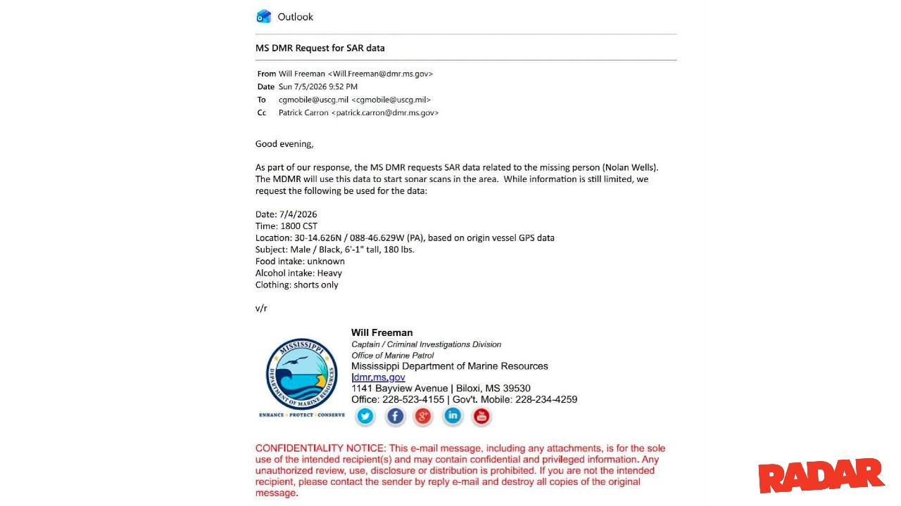 An email asking for help with the search provided information about Wells.