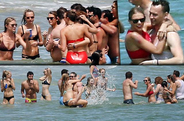 Tom Hiddleston Meets Taylor Swift's Bikini-Clad Squad -- Photos