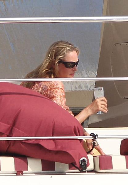 Uma Thurman St Barts Holiday Aboard A Yatch 