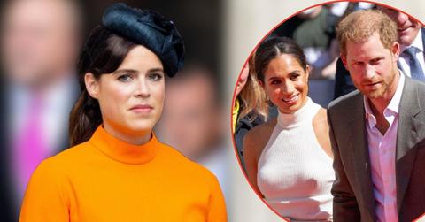 Photo of Princess Eugenie with Prince Harry and Meghan Markle