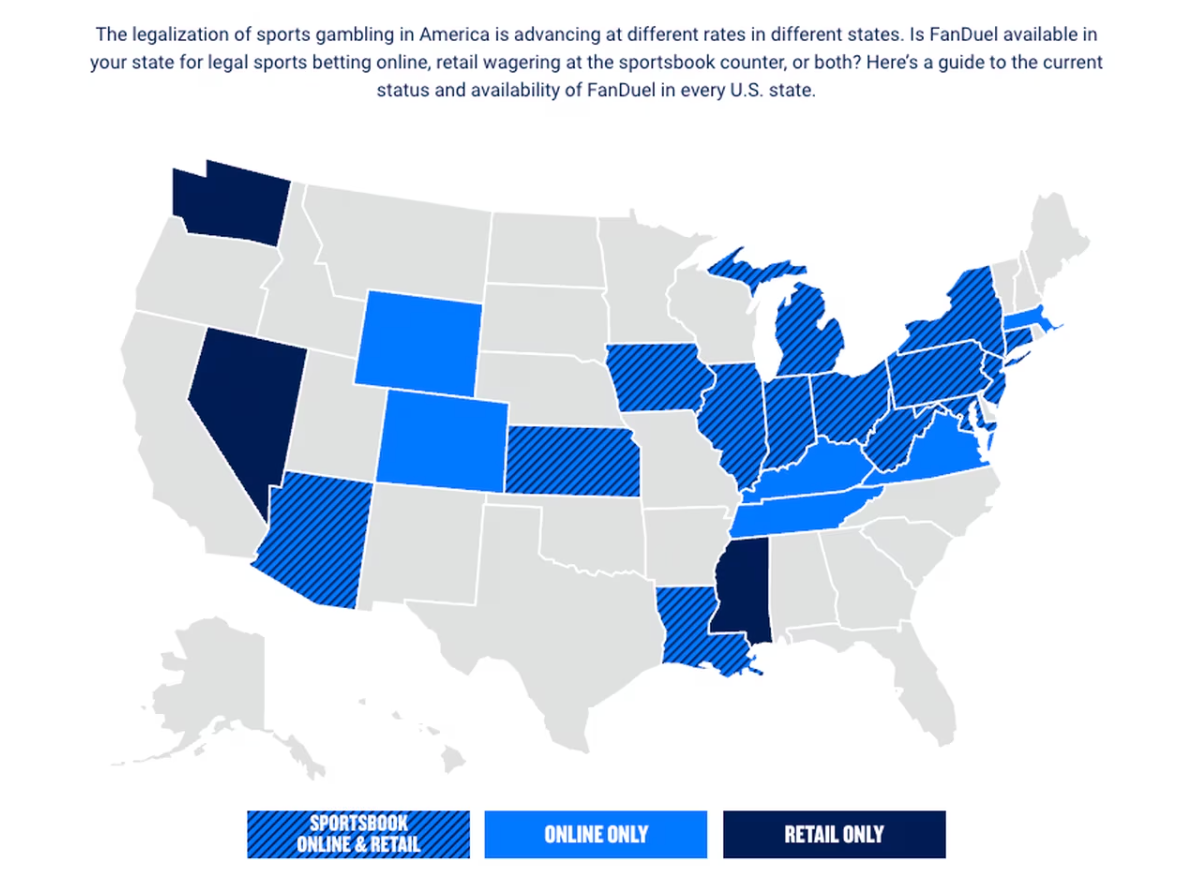 FanDuel NBA League Pass Promo Eligibility Map.