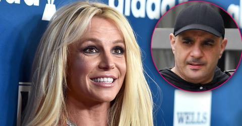 Britney Spears Smiling with Inset of Sam Lutfi Unhappy
