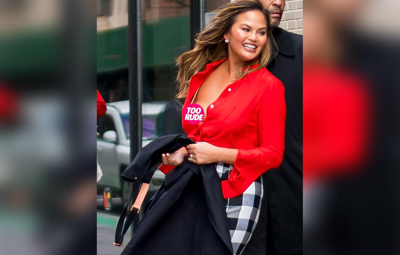 Chrissy Teigen Has Wardrobe Malfunction Nip Slip