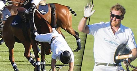 //prince harry fall head first charity polo match pp